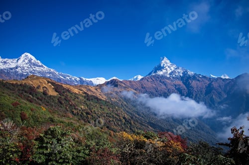 Preview: Scenic view at Annapurna South mountain in Himalayas