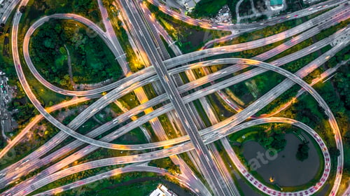 Preview: Aerial view elevated road and traffic junctions, Modern construction design traffic ways traffic.