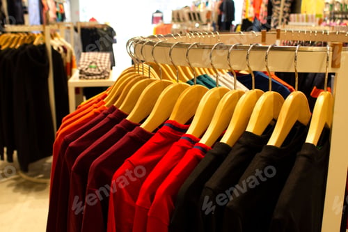 Preview: Closeup shot of beautiful shirts on the hangers
