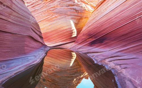Striated Rock Formations Creating a Canyon Landscape