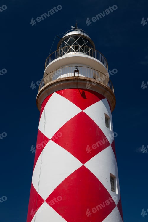 Preview: Low angle view of lighthouse, Cabrera National Park, Cabrera, Balearic Islands, Spain