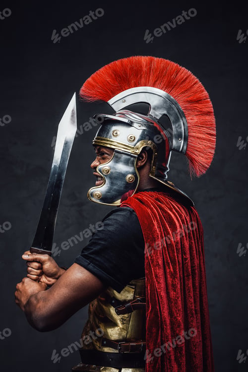 Preview: Furious and combative roman warrior with sword