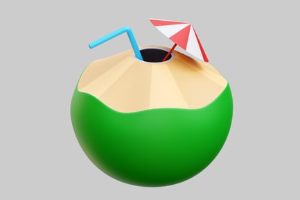 Preview: Tropical Coconut Drink With Straw And Umbrella