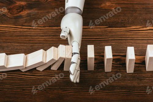Preview: robotic hand preventing wooden blocks from falling on desk