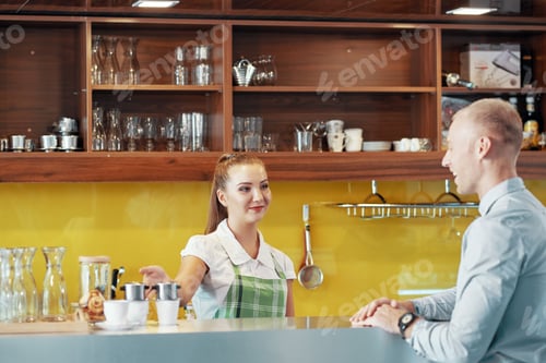 Preview: Hotel Restaurant Worker Helping Customer