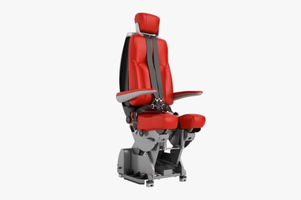 Preview: Commercial Airplane Pilot Chair - Red Leather, Adjustable Design