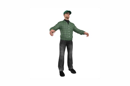 Preview: Man in plaid shirt with outstretched arms