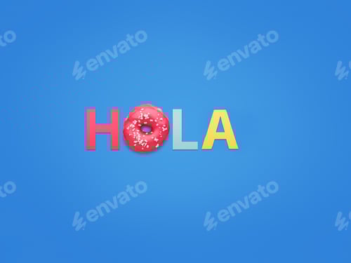 Preview: Greeting word with colorful letters on blue