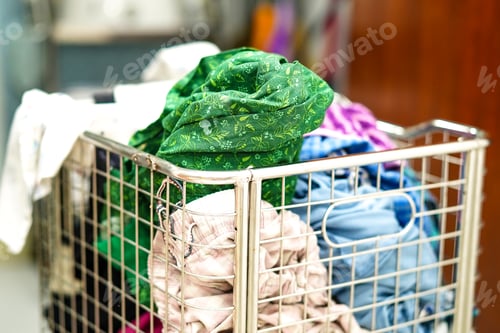 Preview: The used cloth in basket prepare to wash at home :