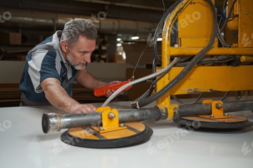 Preview: Focused photo on serious man testing professional equipment