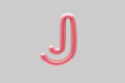 Preview: Stylized letter J with pink and white gradient