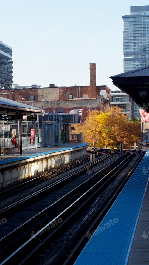 Preview: Bustling urban train station scene