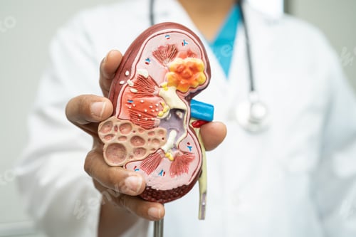 Preview: Kidney disease, Chronic kidney disease ckd, Doctor with human model to study and treat in hospital.