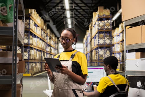 Preview: Warehouse operations staff reviewing package dispatch details