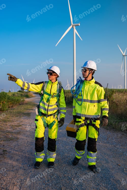 Preview: Engineers discussing wind farm maintenance tasks