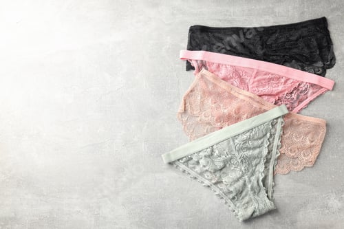 Preview: Beautiful womens panties on gray textured background