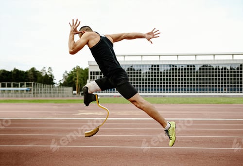 Preview: disabled athlete runner on prosthetic leg