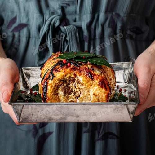 Preview: Christmas dinner with roasted ham food photography