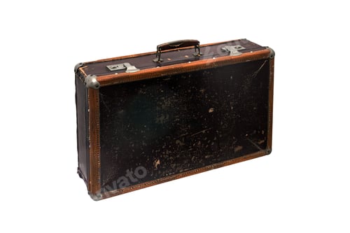 Preview: Old leather vintage suitcase isolated on white