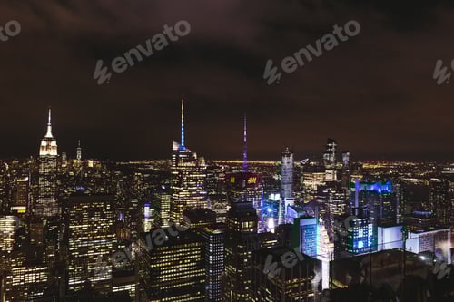 Preview: aerial view of new york city at night, usa