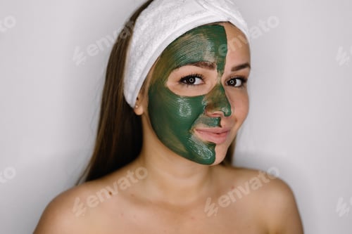 Preview: Herbal green mask beautiful woman relaxing