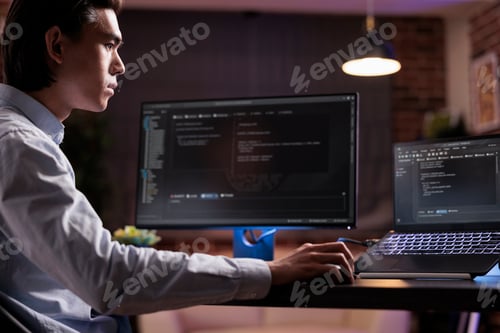 Preview: Software developer coding firewall program