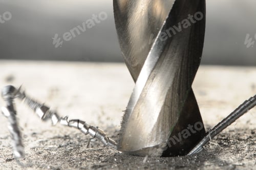 Preview: Close-up metal drilling process