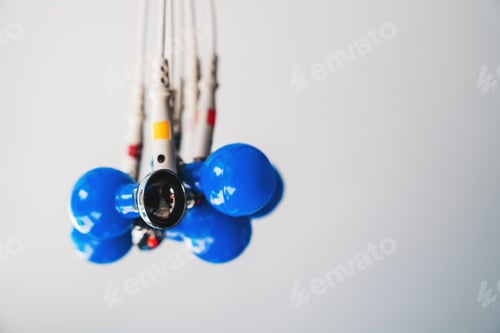 Preview: Close up of sensors electrodes with suction cups over background