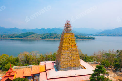 Preview: Phuthakaya Temple Pagoda, Sangklaburi Kanchanaburi Attractions. Temple Bodhgaya Stupa.