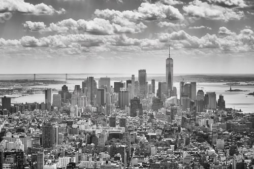 Preview: Black and white picture of the New York skyline, USA.