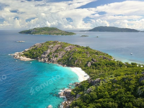 Preview: From above. Katamaran boats at anchor.