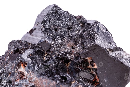 Preview: macro mineral stone sherle, schorl, black tourmaline on white background
