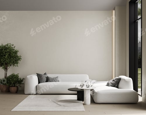 Preview: Stylish living room interior mock up, modern living room interior background,