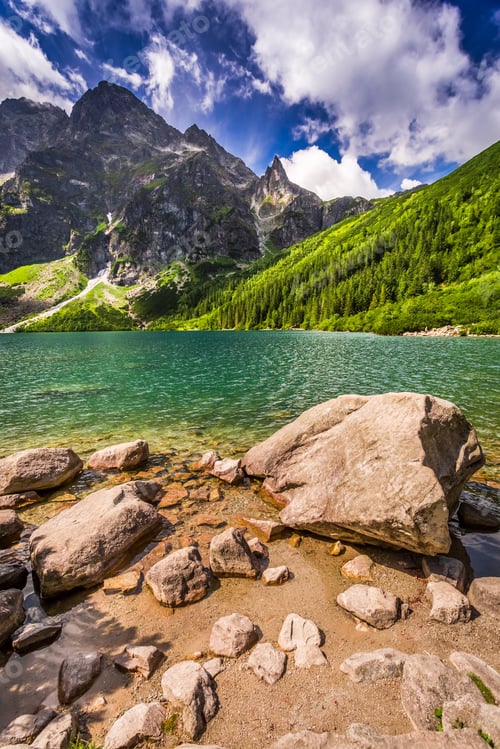Preview: Lake in the middle of the mountains at summer