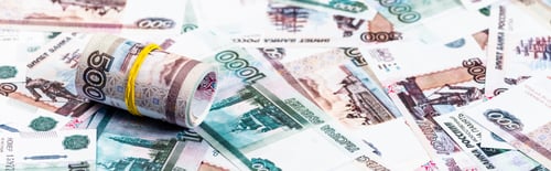 Preview: panoramic shot of cash roll on russian money