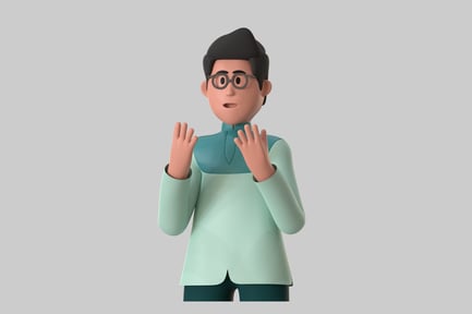 Preview: Surprised Cartoon Man with Glasses