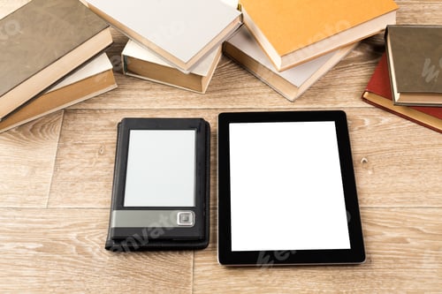 Preview: Modern devices and traditional books showcase reading choices in a cozy setting