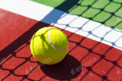 Preview: tennis ball on a tennis court with net