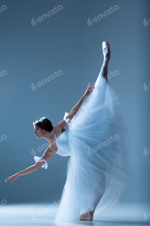 Preview: Portrait of the ballerina on blue background