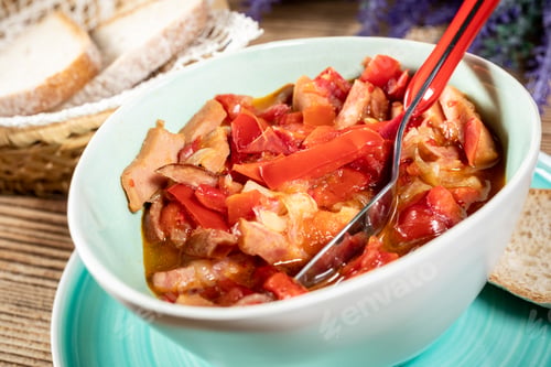 Preview: Lecho - stew with peppers, onions and sausages.