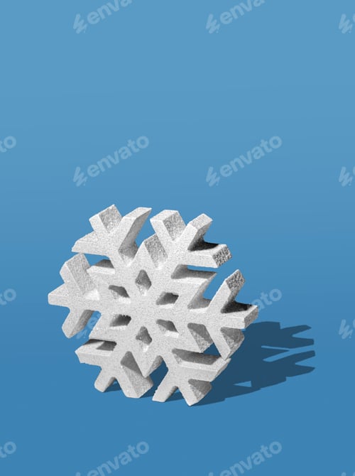 Preview: Three Dimensinoal Snowflake Ornament on a Light Blue Background