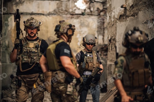 Preview: Group of air soft players preparing for training and mission on war game