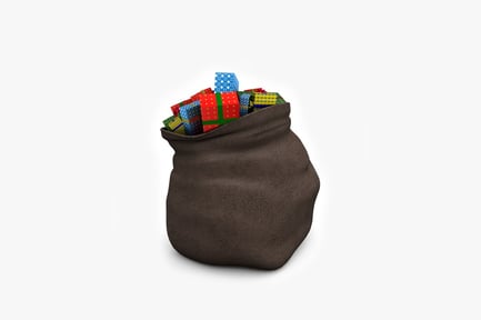 Preview: Small sack overflowing with gift boxes