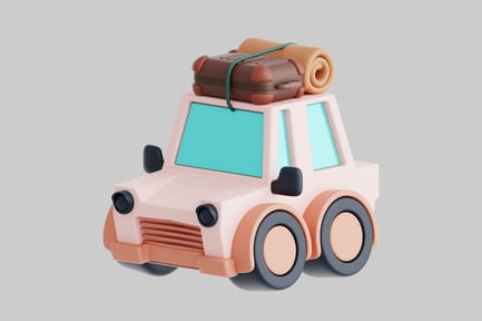 Preview: Pink vehicle with suitcase and blanket