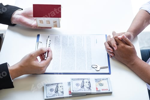 Preview: Estate agent broker reach contract form and presentation to client signing agreement contract real