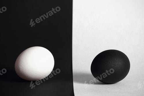 Preview: Black And White Egg On Black Background
