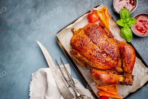 Visualização: Frango assado com vegetais