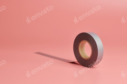 Preview: Electrical tape roll, copy space. Minor repairs in house concept. Minimal pink background.