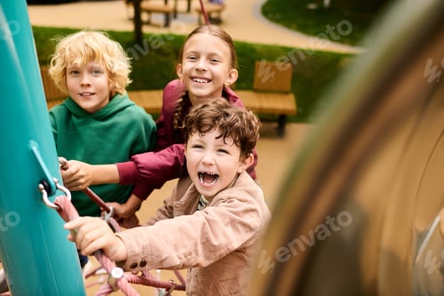 Preview: Joyful moments of childhood in an autumn park playground filled with laughter and friendship