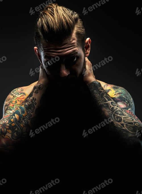 Preview: Portrait of male with tattoos.
